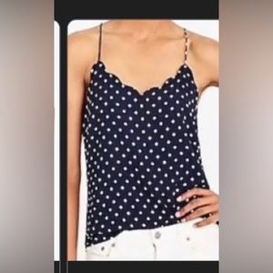 J.Crew Black and White Polka Dot Scalloped Cami Tank Top Size 8
